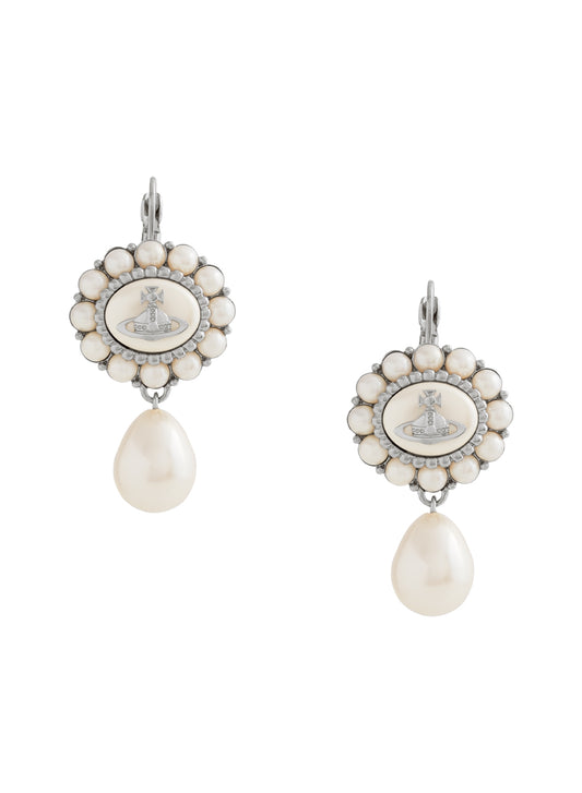 Vivienne Westwood Silver Amaya Halo Pearl Drop Earrings