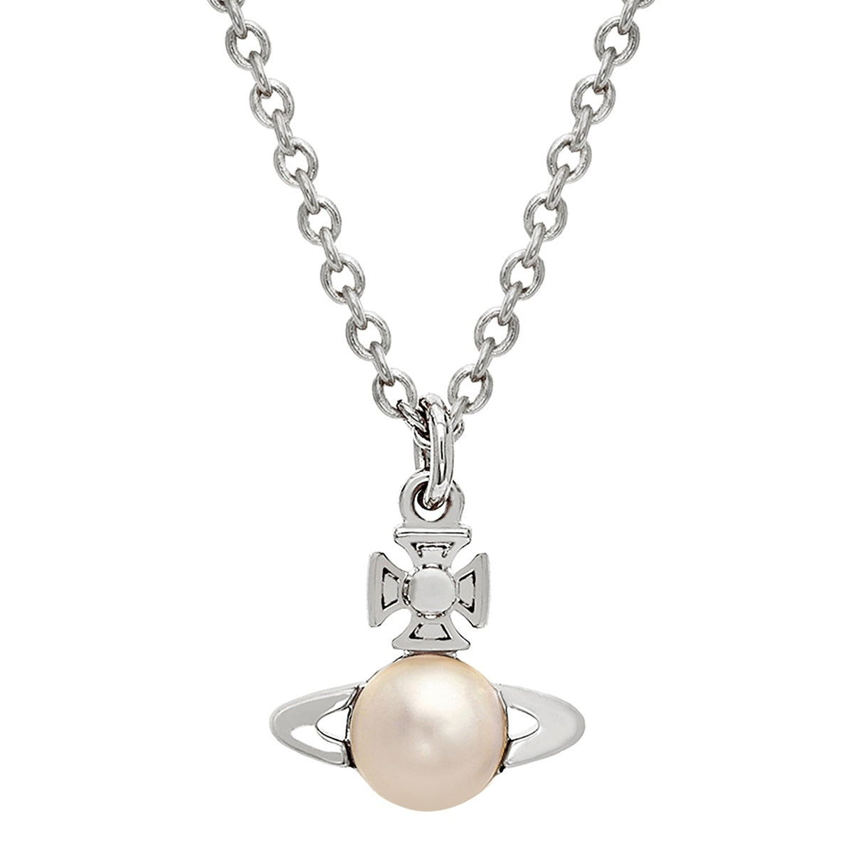 Vivienne Westwood Silver Cream Pearl Balbina Necklace
