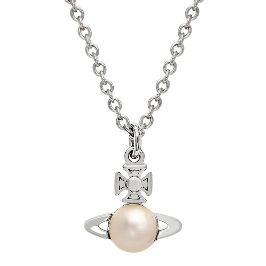 Vivienne Westwood Silver Cream Pearl Balbina Necklace