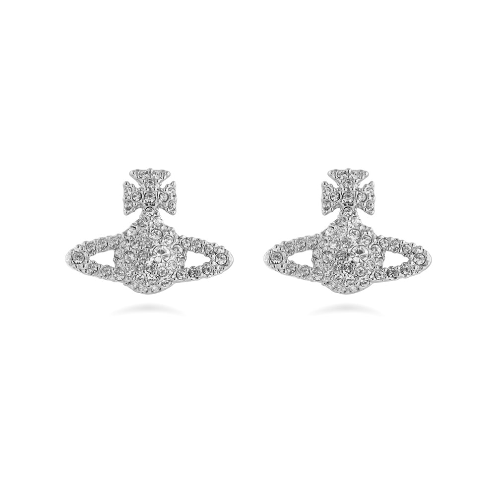 Vivienne Westwood Silver Grace Crystal Bas Relief Stud Earrings
