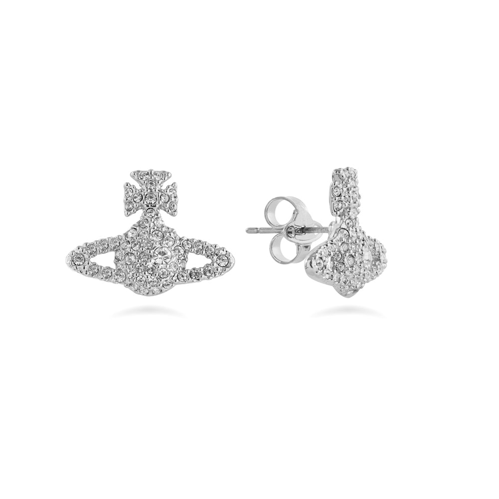 Vivienne Westwood Silver Grace Crystal Bas Relief Stud Earrings