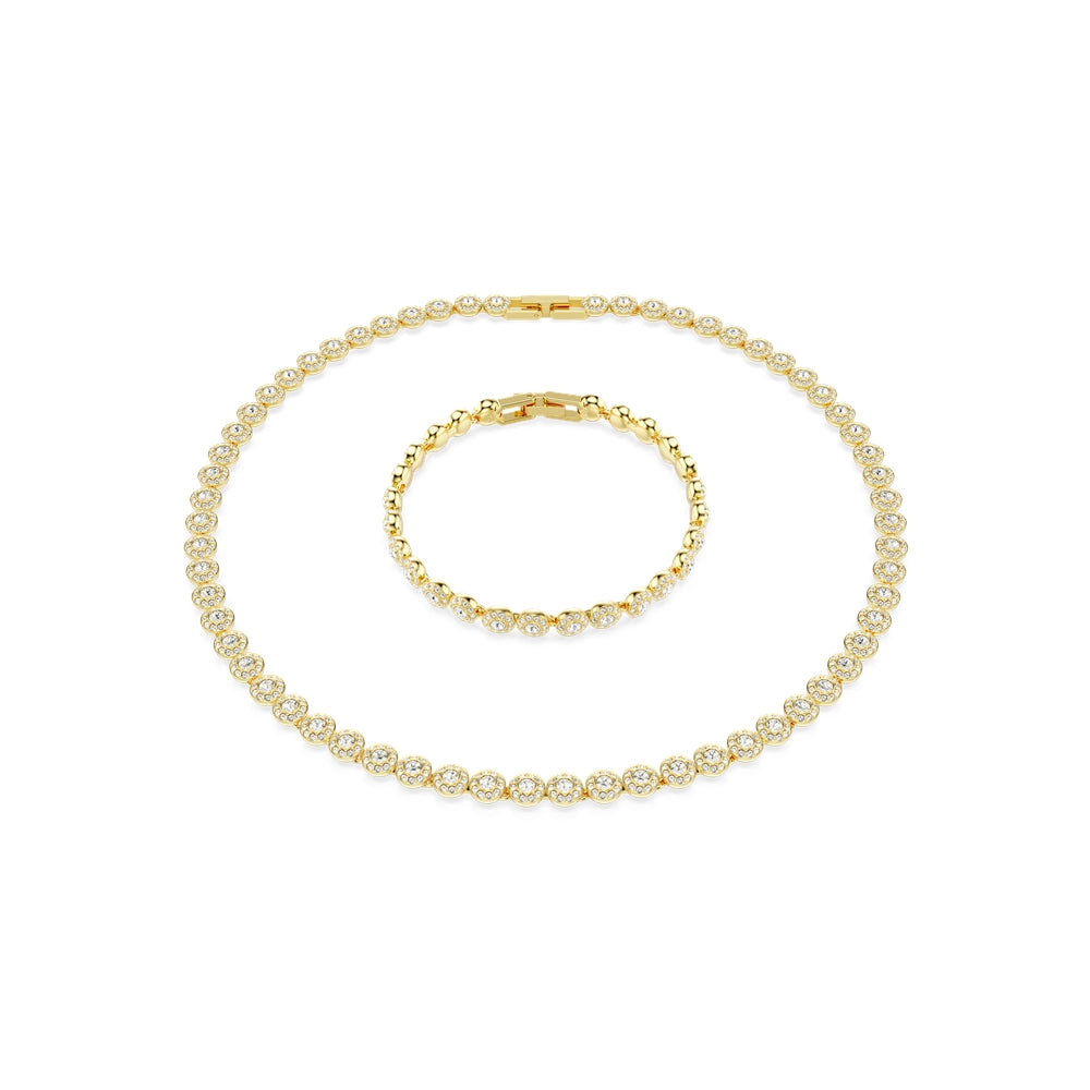 Swarovski Una Angelic Gold Plated Round Cut Necklace and Bracelet Set