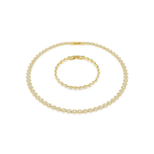 Swarovski Una Angelic Gold Plated Round Cut Necklace and Bracelet Set
