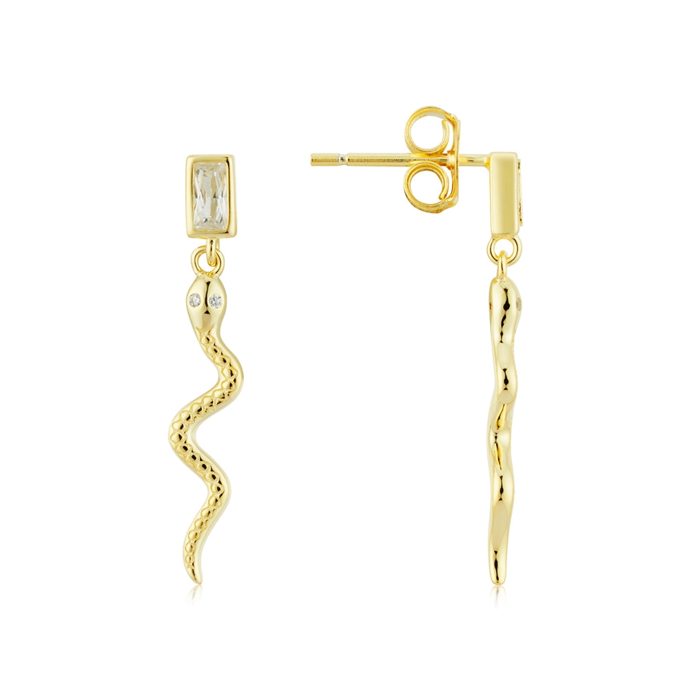 Argento Gold Crystal Snake Drop Earrings