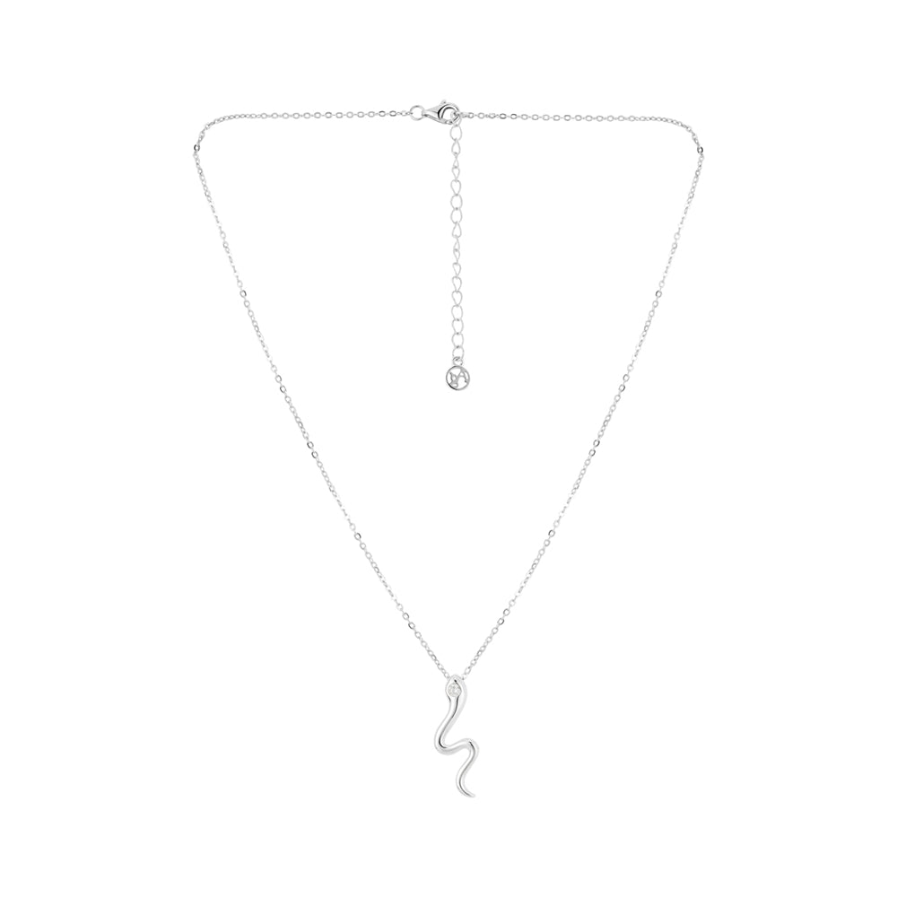 Argento Silver Crystal Snake Necklace