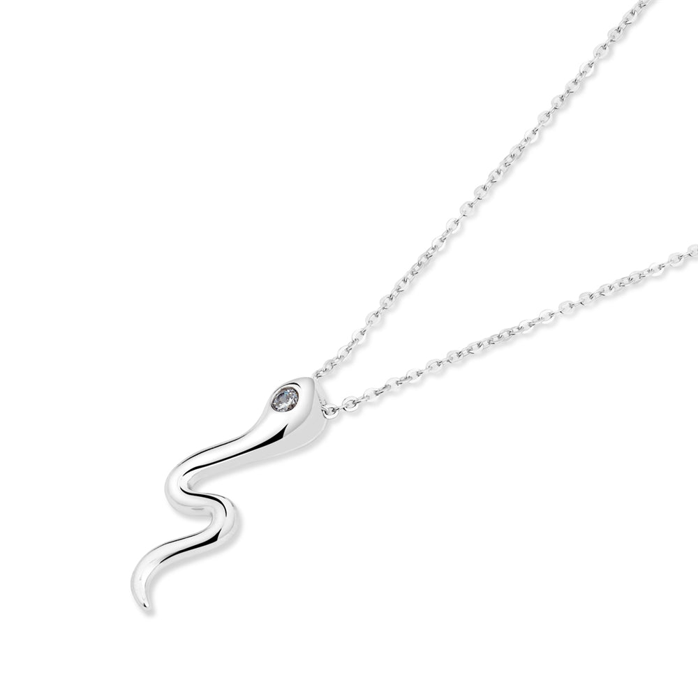Argento Silver Crystal Snake Necklace