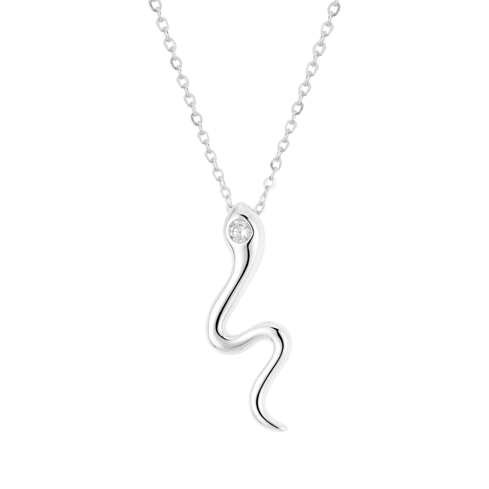 Argento Silver Crystal Snake Necklace