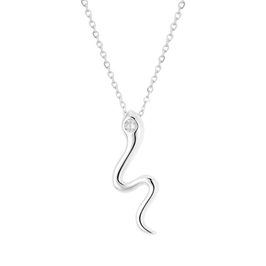 Argento Silver Crystal Snake Necklace