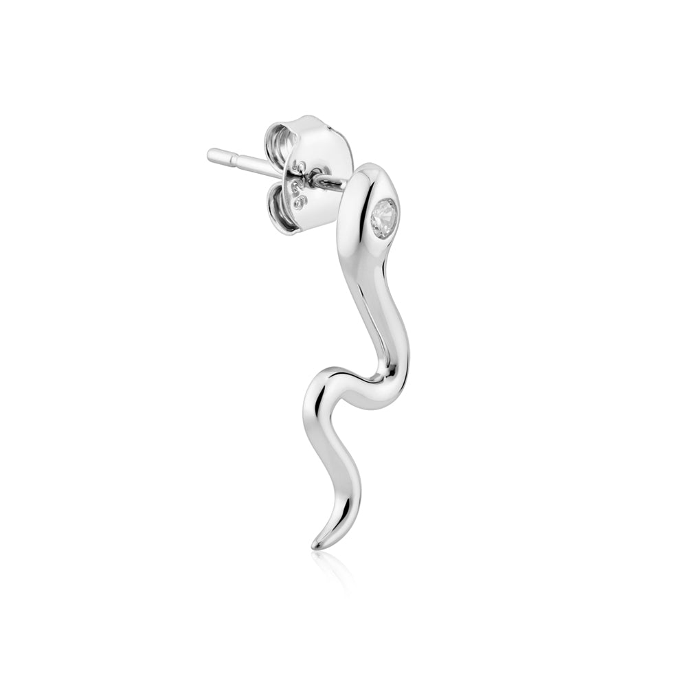 Argento Silver Crystal Snake Earrings