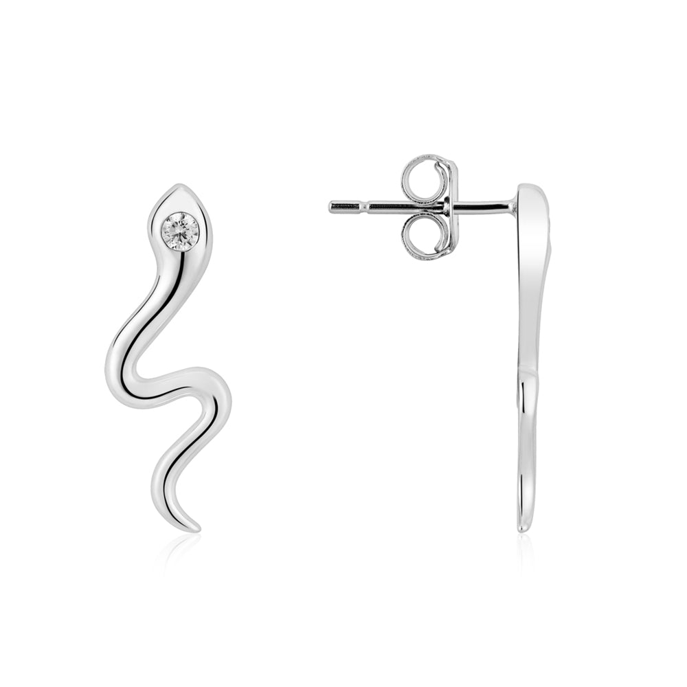 Argento Silver Crystal Snake Earrings