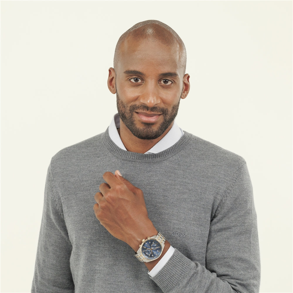 Boss Silver Blue and Gold Skytraveller Watch