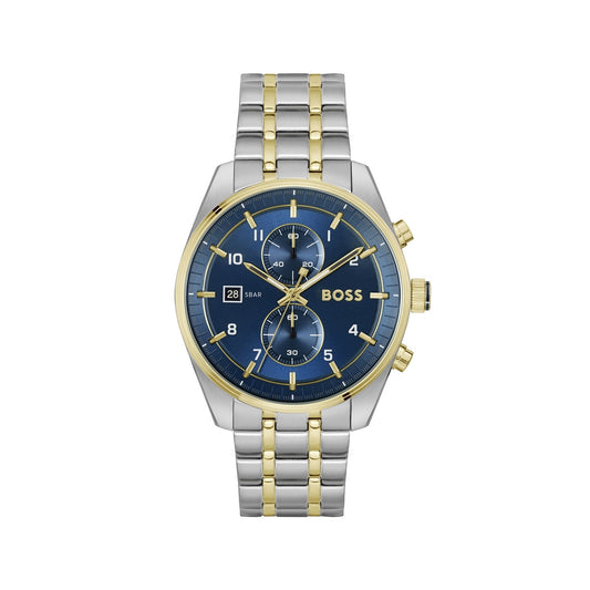 Boss Silver Blue and Gold Skytraveller Watch