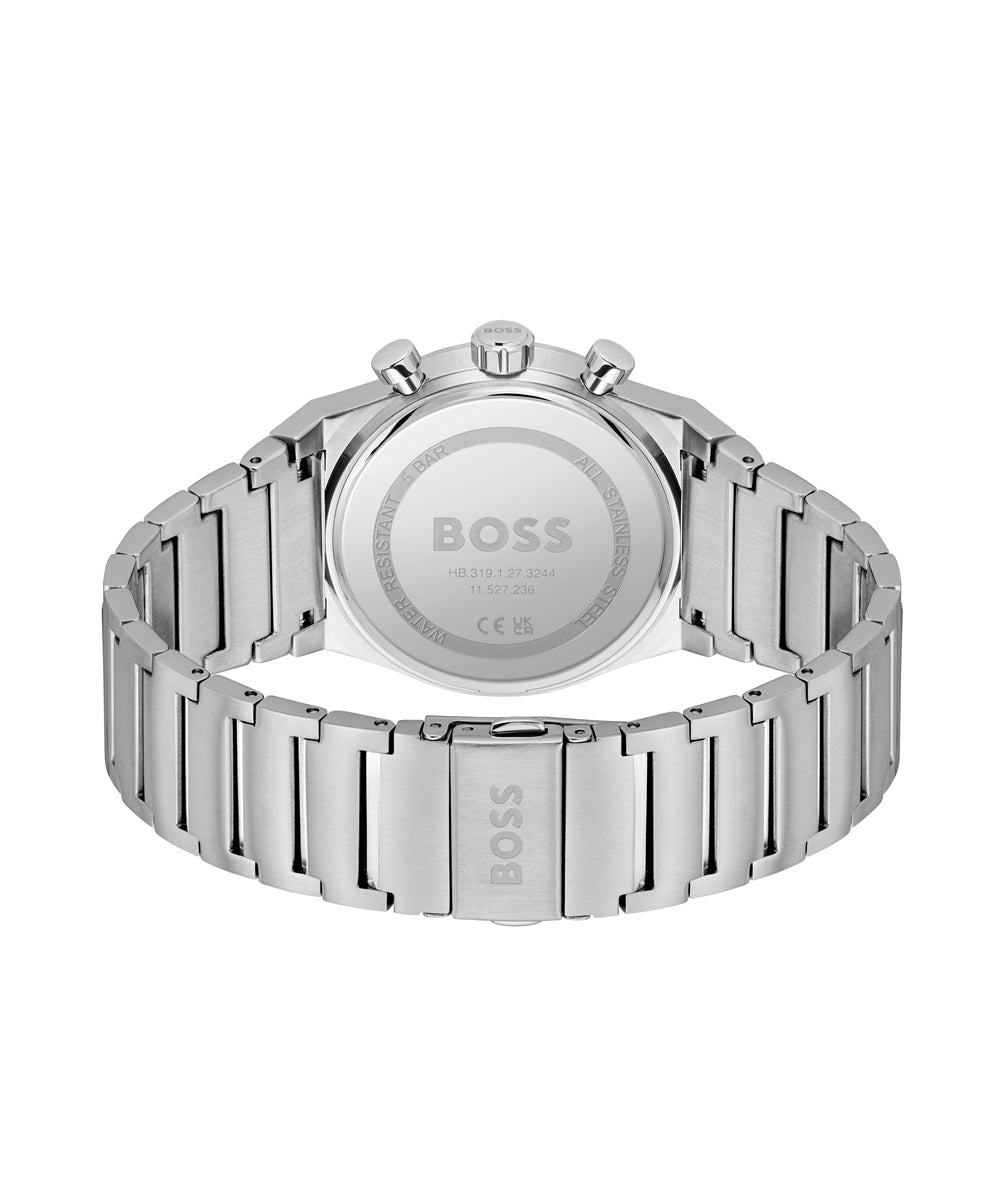Boss Silver Blue Candor Chronograph Watch