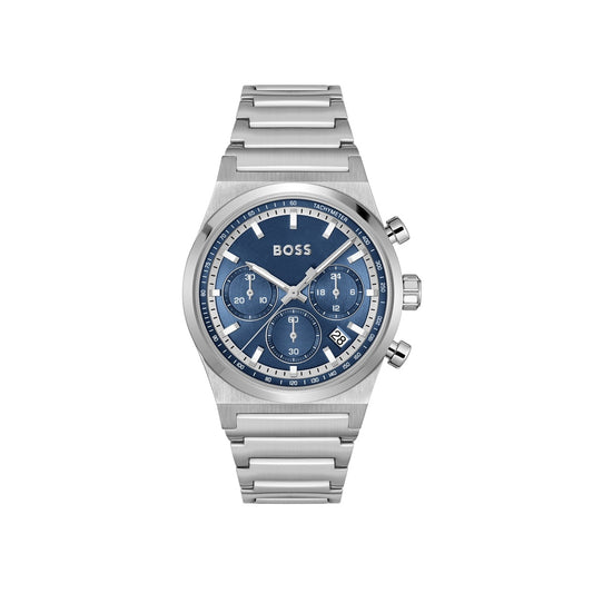 Boss Silver Blue Candor Chronograph Watch