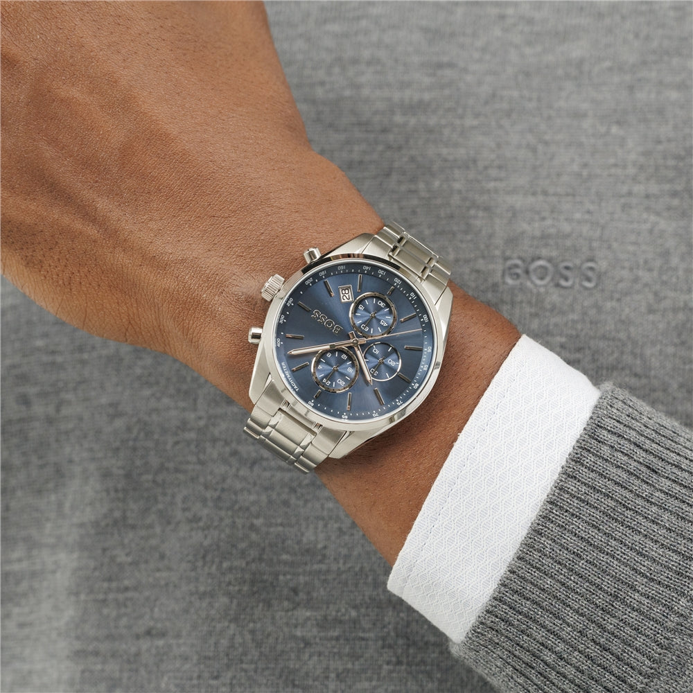 Boss Silver Blue Grand Prix 44 Watch