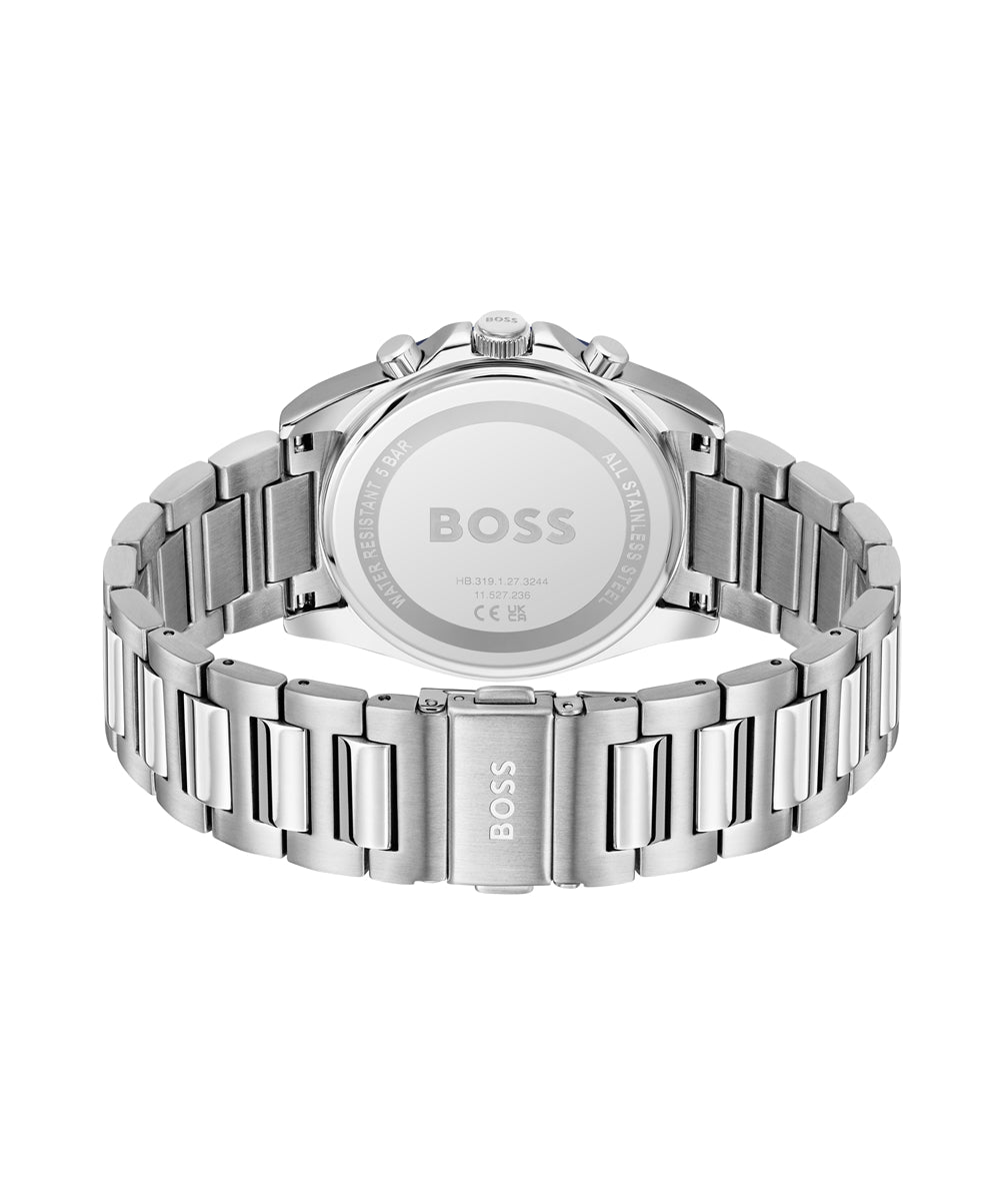 Boss Silver Blue Strike Chronograph Watch