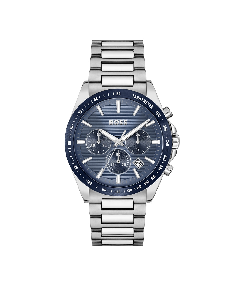Boss Silver Blue Strike Chronograph Watch