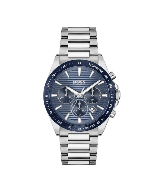 Boss Silver Blue Strike Chronograph Watch