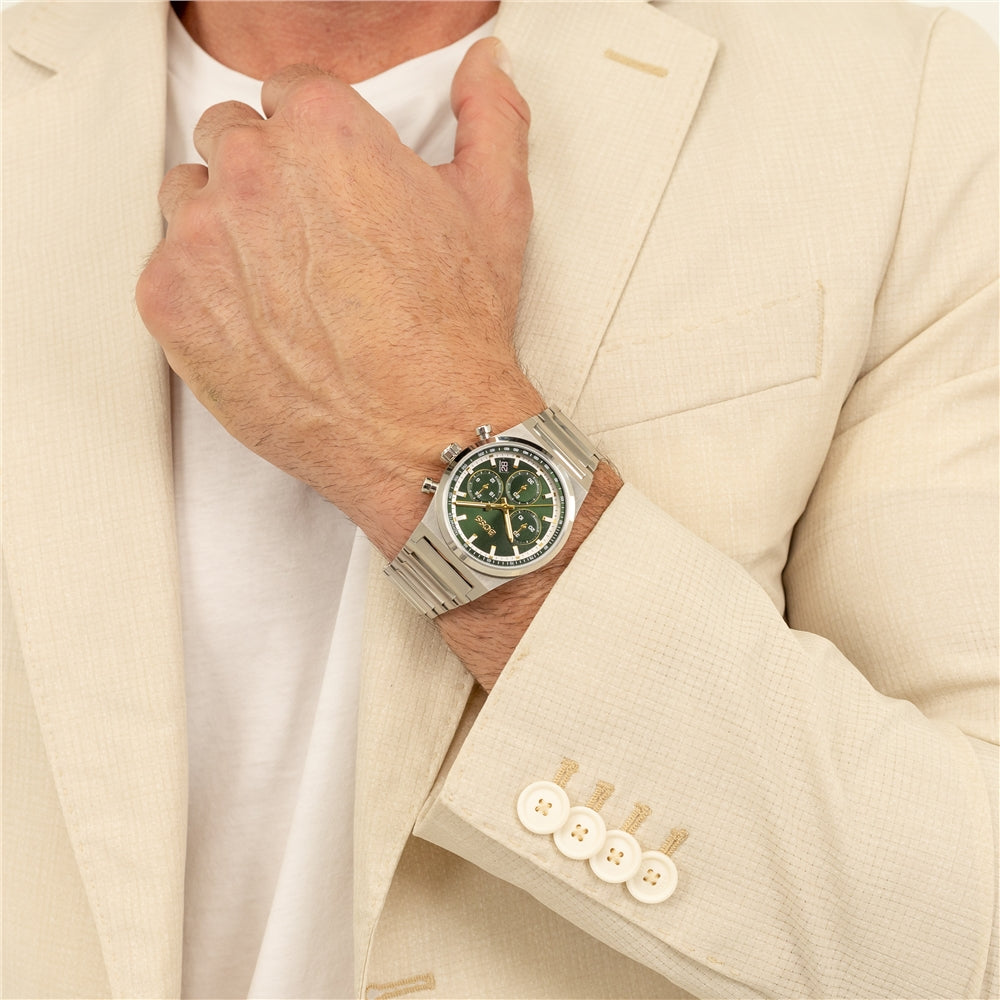 Boss Silver Dark Green Candor Chronograph Watch