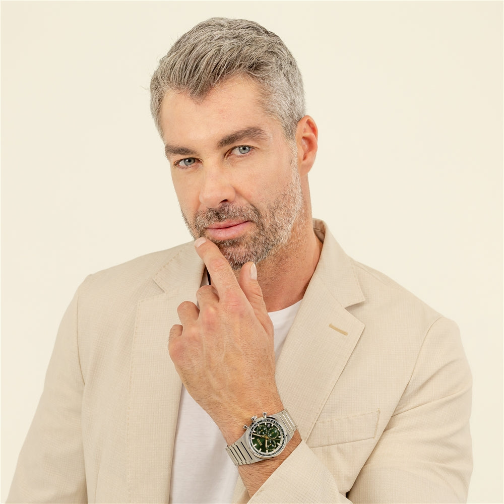 Boss Silver Dark Green Candor Chronograph Watch