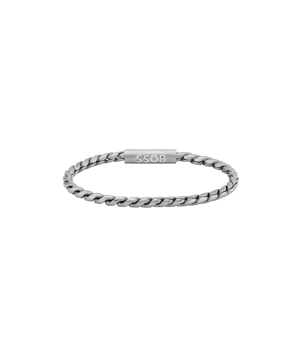 Boss Silver Doran Steel Braided Bracelet