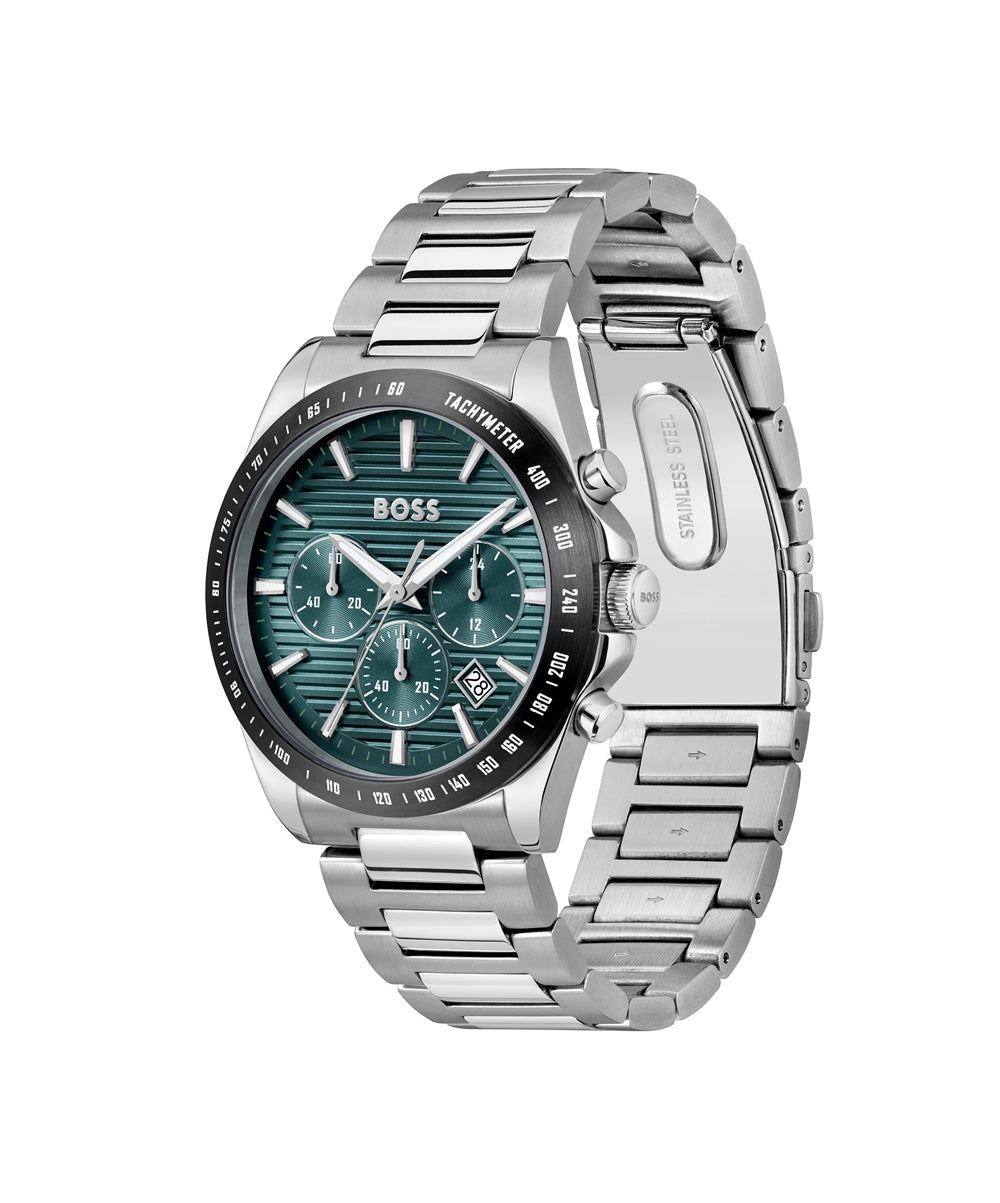 Boss Silver Teal Strike Chronograph Watch