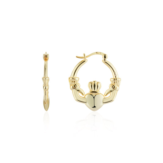 Argento Gold Claddagh Puffy Hoop Earrings