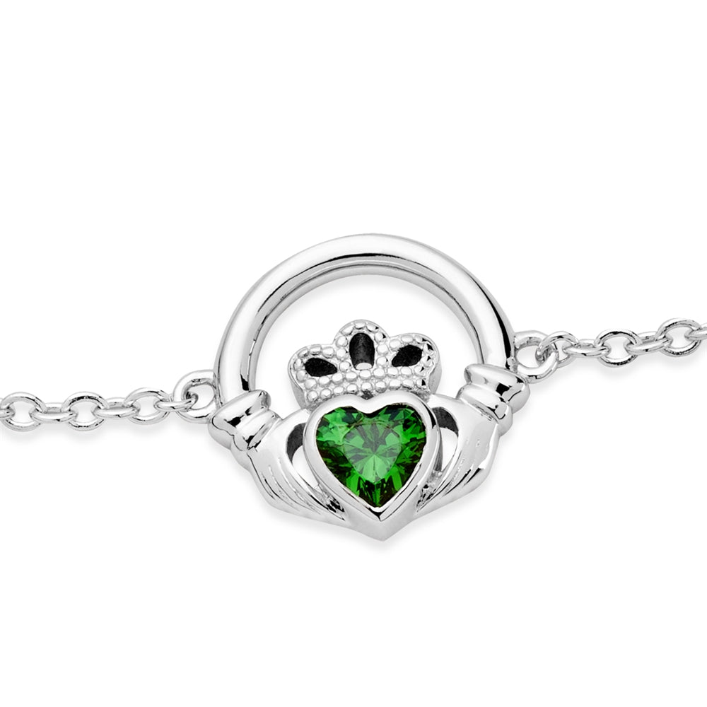 Argento Silver Emerald Claddagh Bracelet