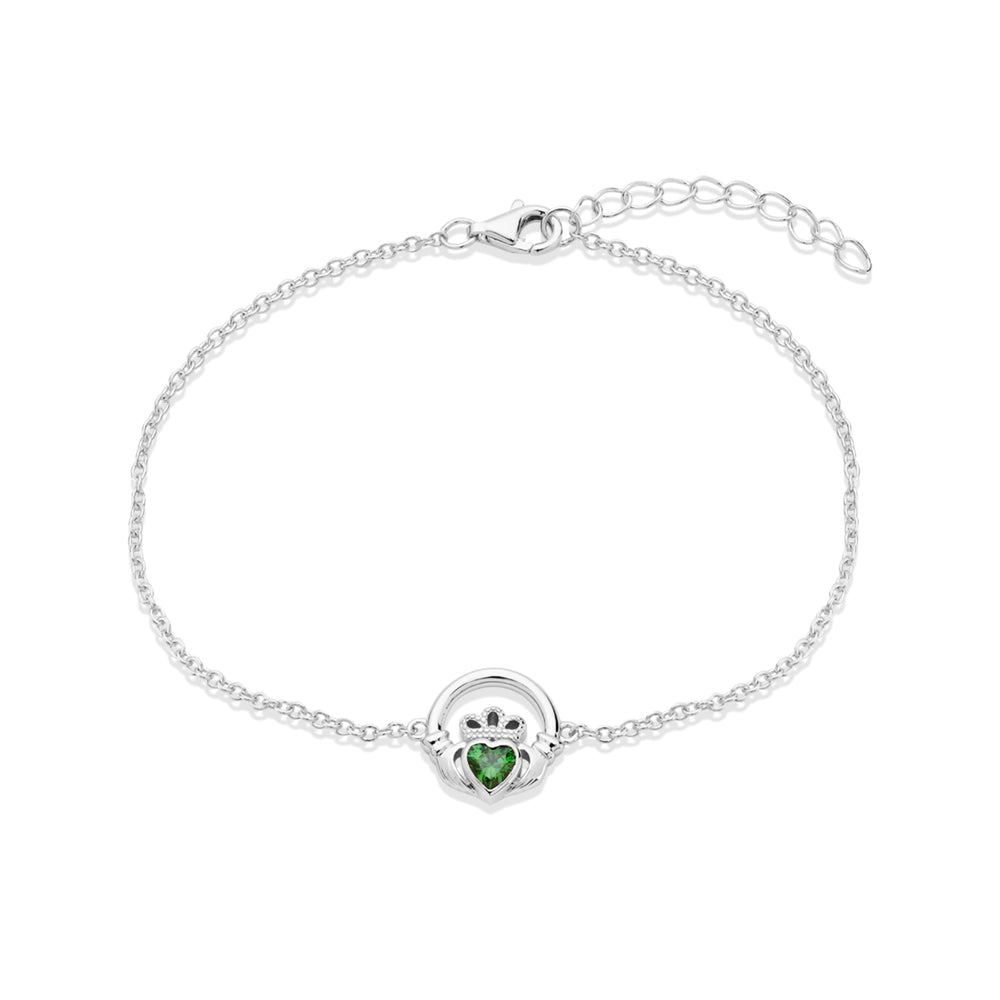 Argento Silver Emerald Claddagh Bracelet
