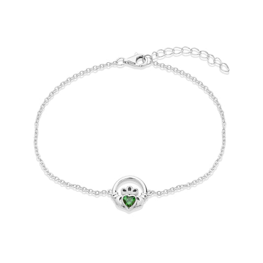 Argento Silver Emerald Claddagh Bracelet