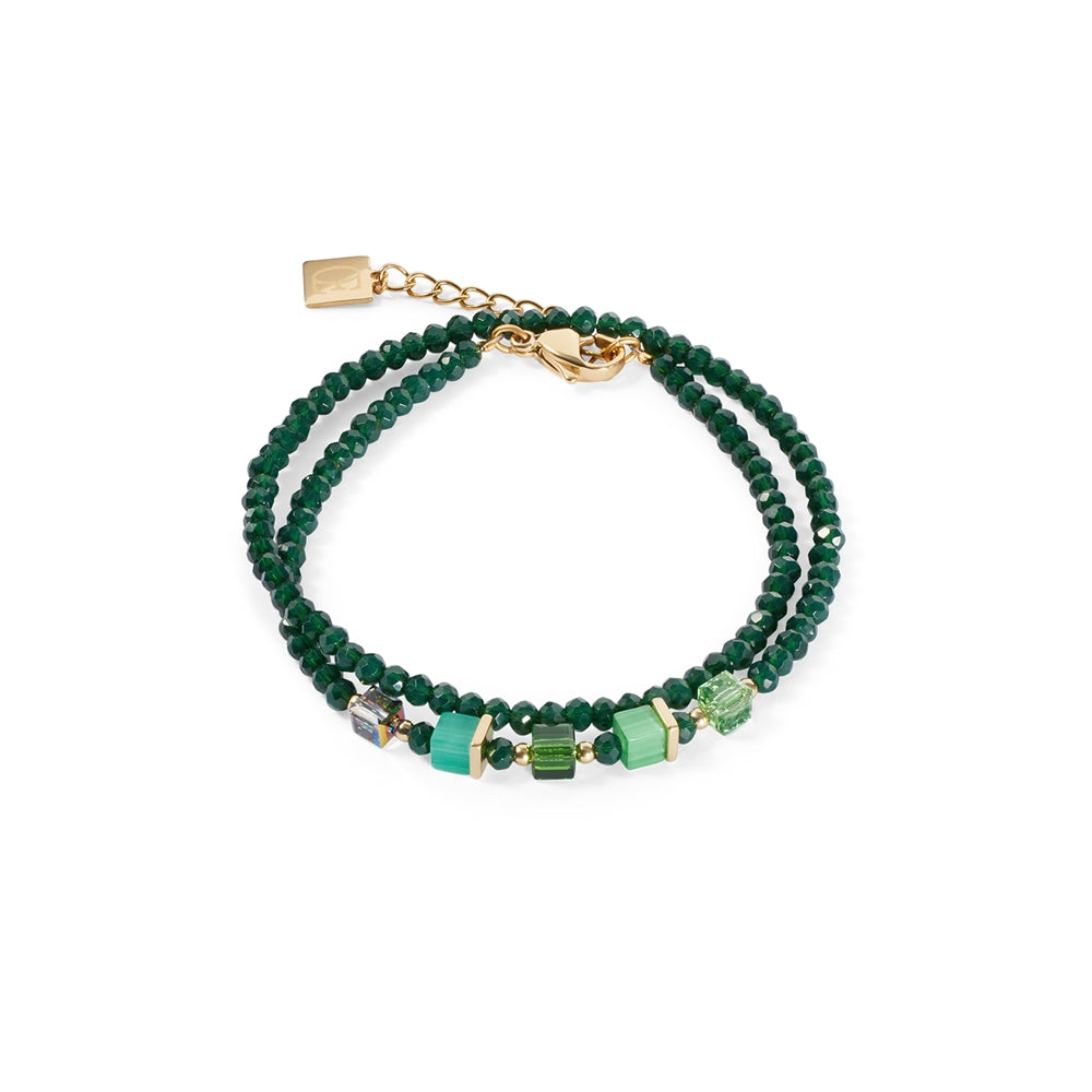 Coeur De Lion Gold Green Wrap Double Bracelet