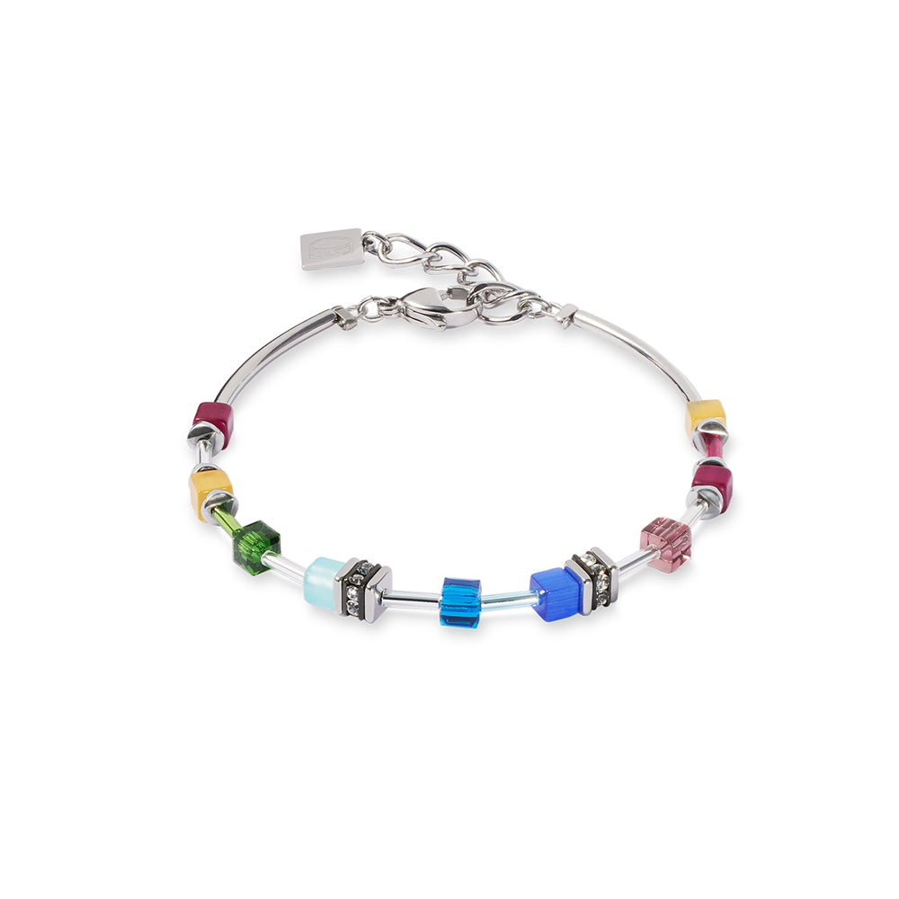 Coeur De Lion Silver Rainbow Lite Mini Cubes Bracelet