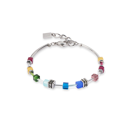 Coeur De Lion Silver Rainbow Lite Mini Cubes Bracelet
