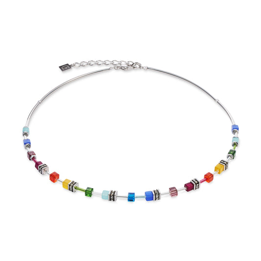 Coeur De Lion Silver Rainbow Lite Mini Cubes Necklace