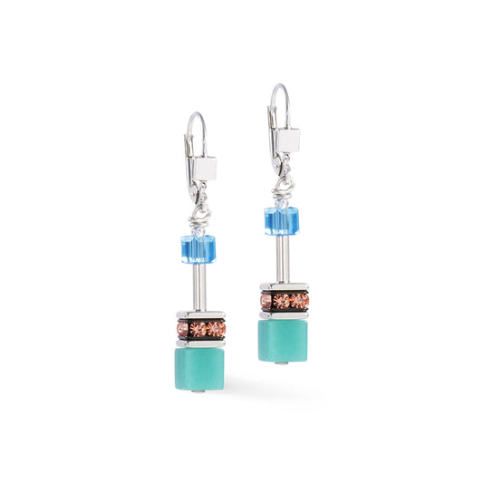Coeur De Lion Silver Iconic Blue Cubes Earrings