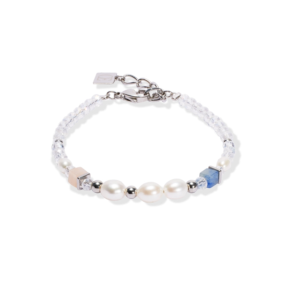 Coeur De Lion Silver Cosmic Pearls Pastel Cubes Bracelet