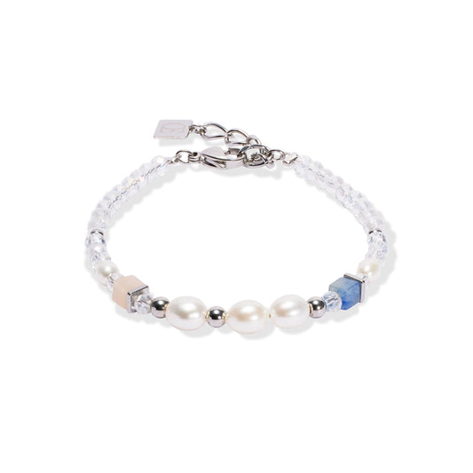 Coeur De Lion Silver Cosmic Pearls Pastel Cubes Bracelet
