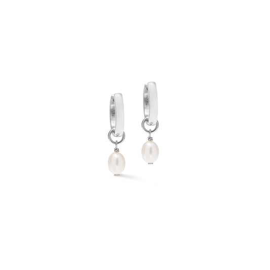 Coeur De Lion Silver Cosmic Pearls Hoop Earrings