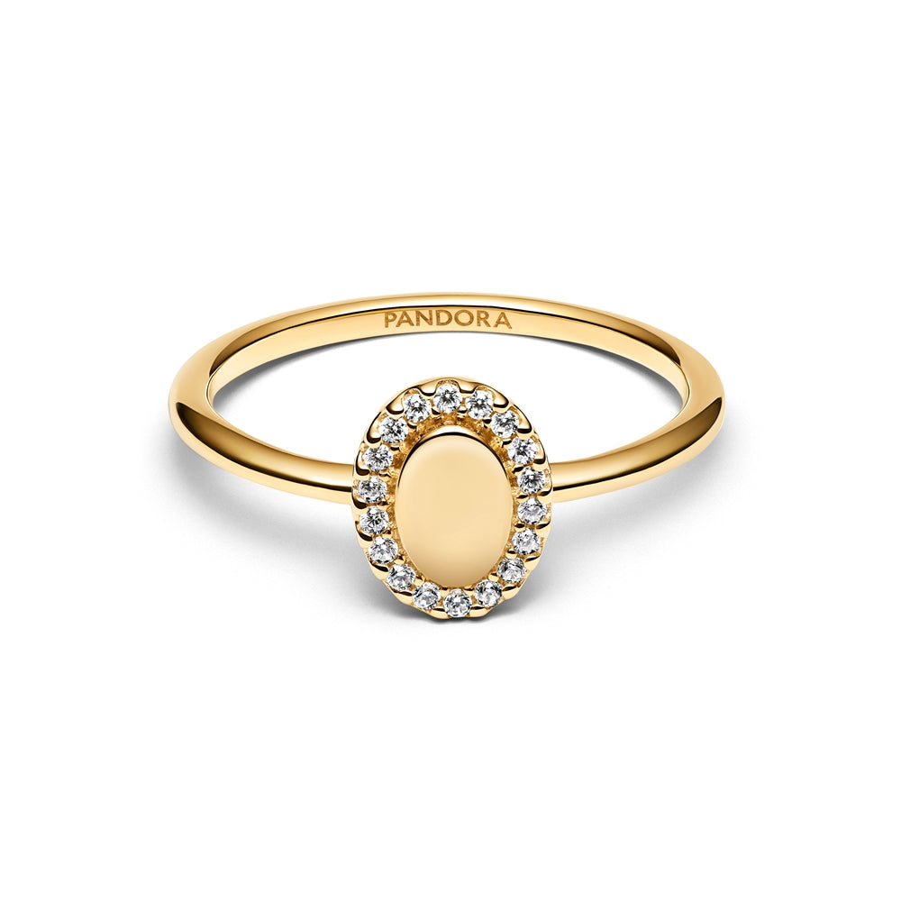 Pandora Gold Engravable Oval Halo Ring