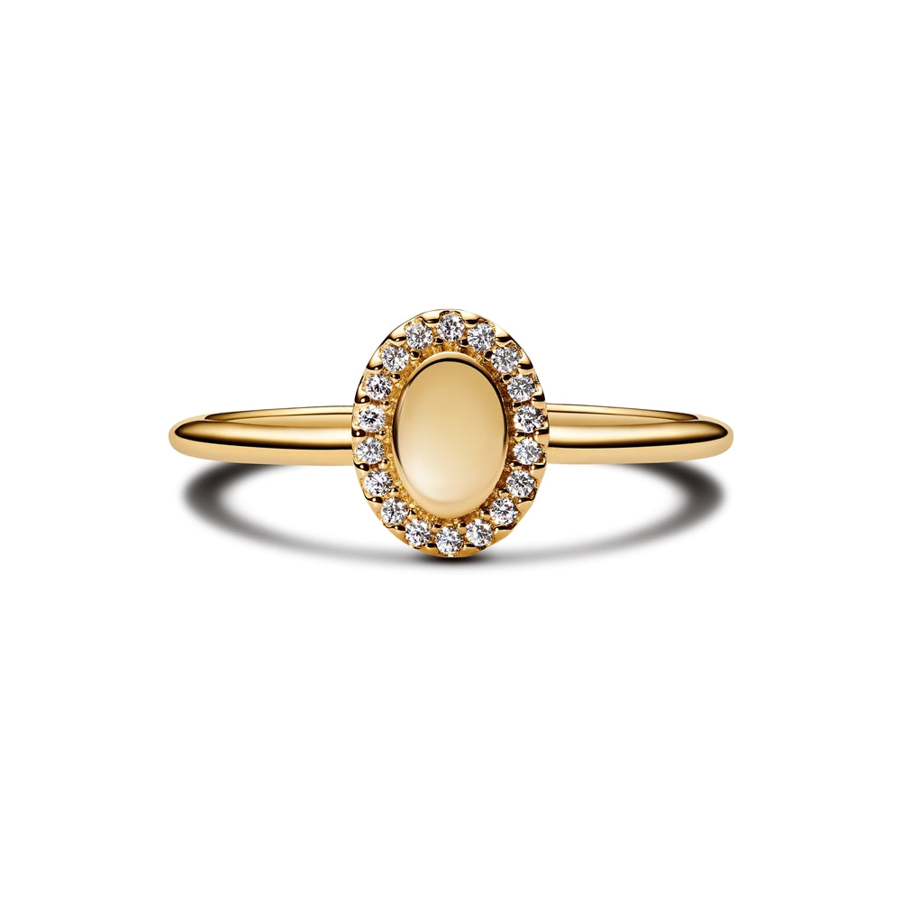 Pandora Gold Engravable Oval Halo Ring