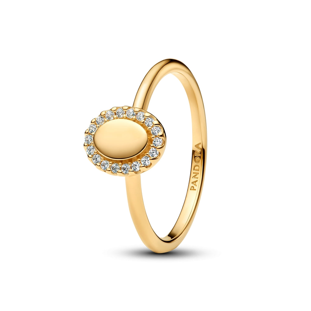 Pandora Gold Engravable Oval Halo Ring