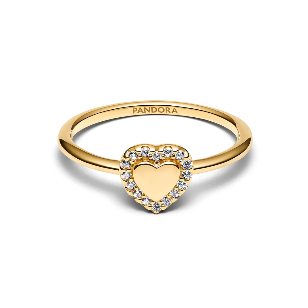 Pandora Gold Engravable Heart Halo Ring