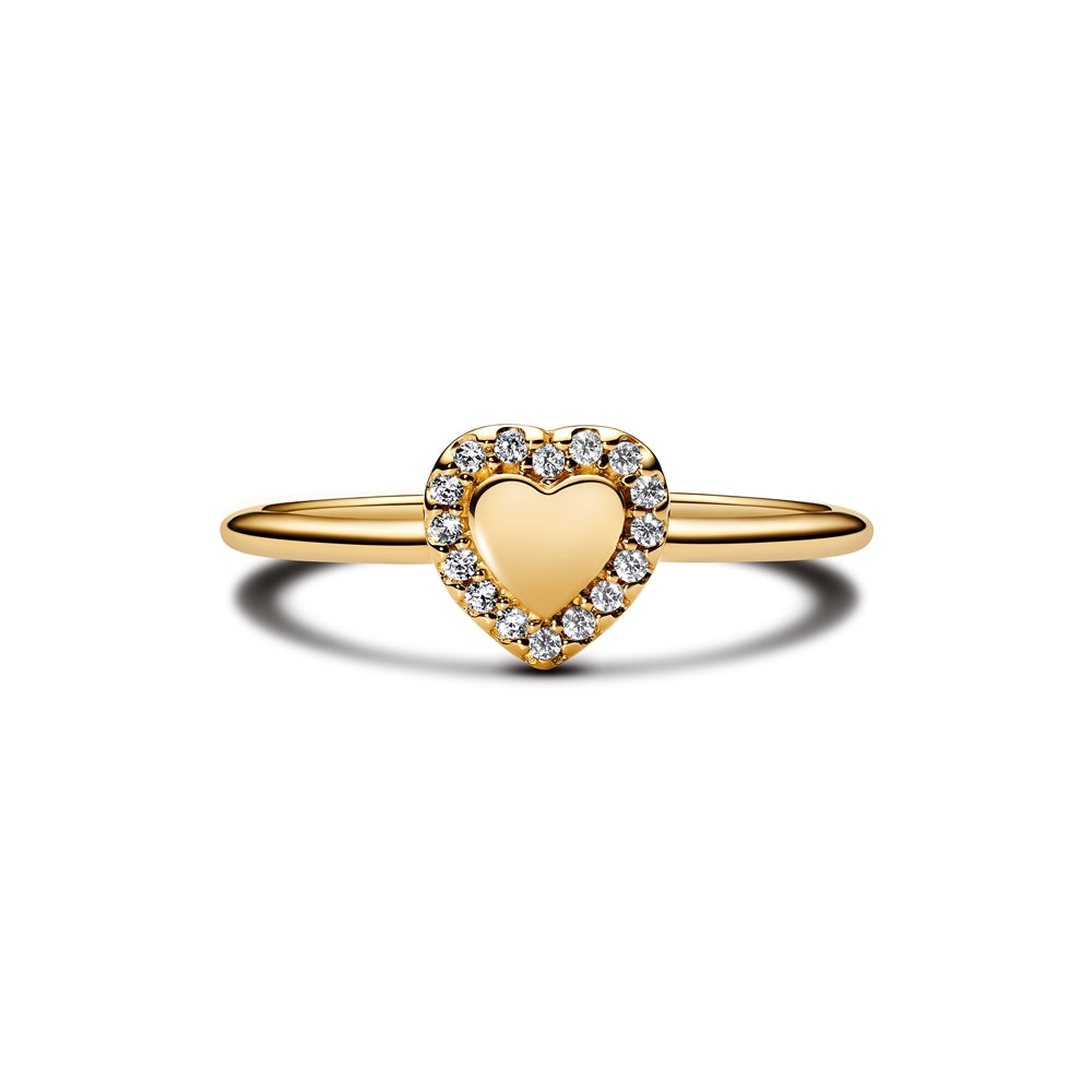 Pandora Gold Engravable Heart Halo Ring