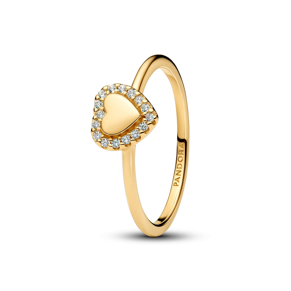 Pandora Gold Engravable Heart Halo Ring