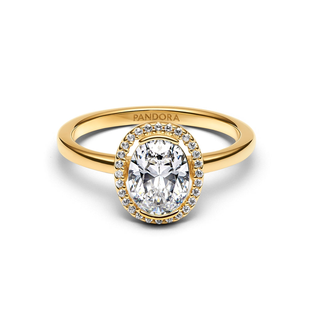 Pandora Gold Oval Sparkling Halo Ring