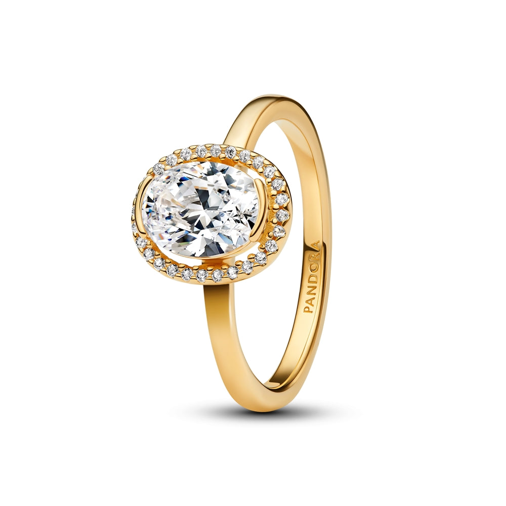 Pandora Gold Oval Sparkling Halo Ring
