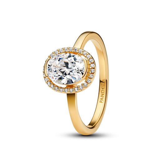 Pandora Gold Oval Sparkling Halo Ring