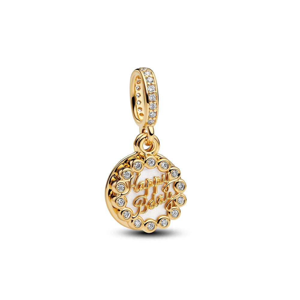 Pandora Gold Happy Birthday Cake Dangle Charm
