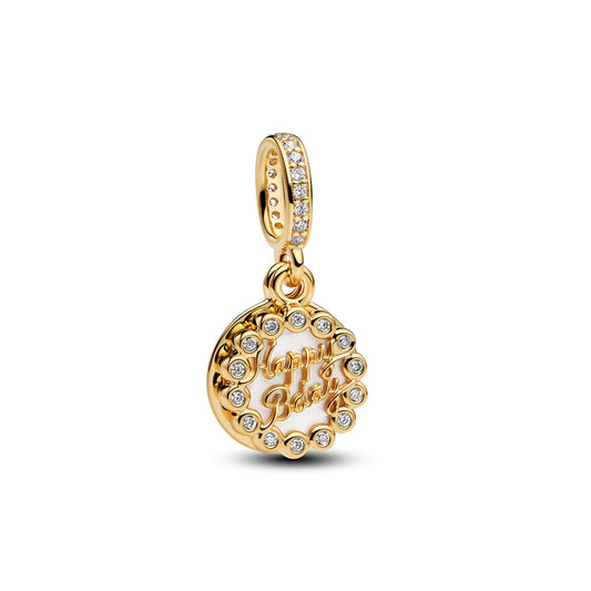 Pandora Gold Happy Birthday Cake Dangle Charm