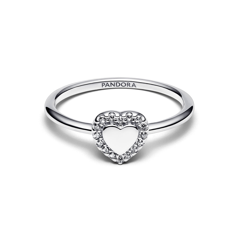 Pandora Silver Engravable Heart Halo Ring